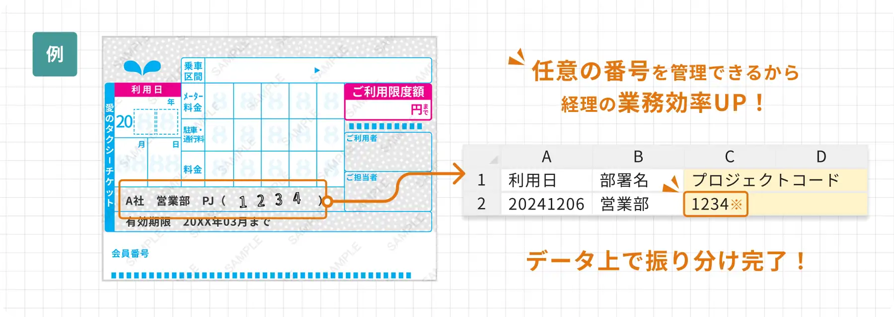 任意の番号を管理できるから経理の業務効率UP!データ上で振り分け完了!